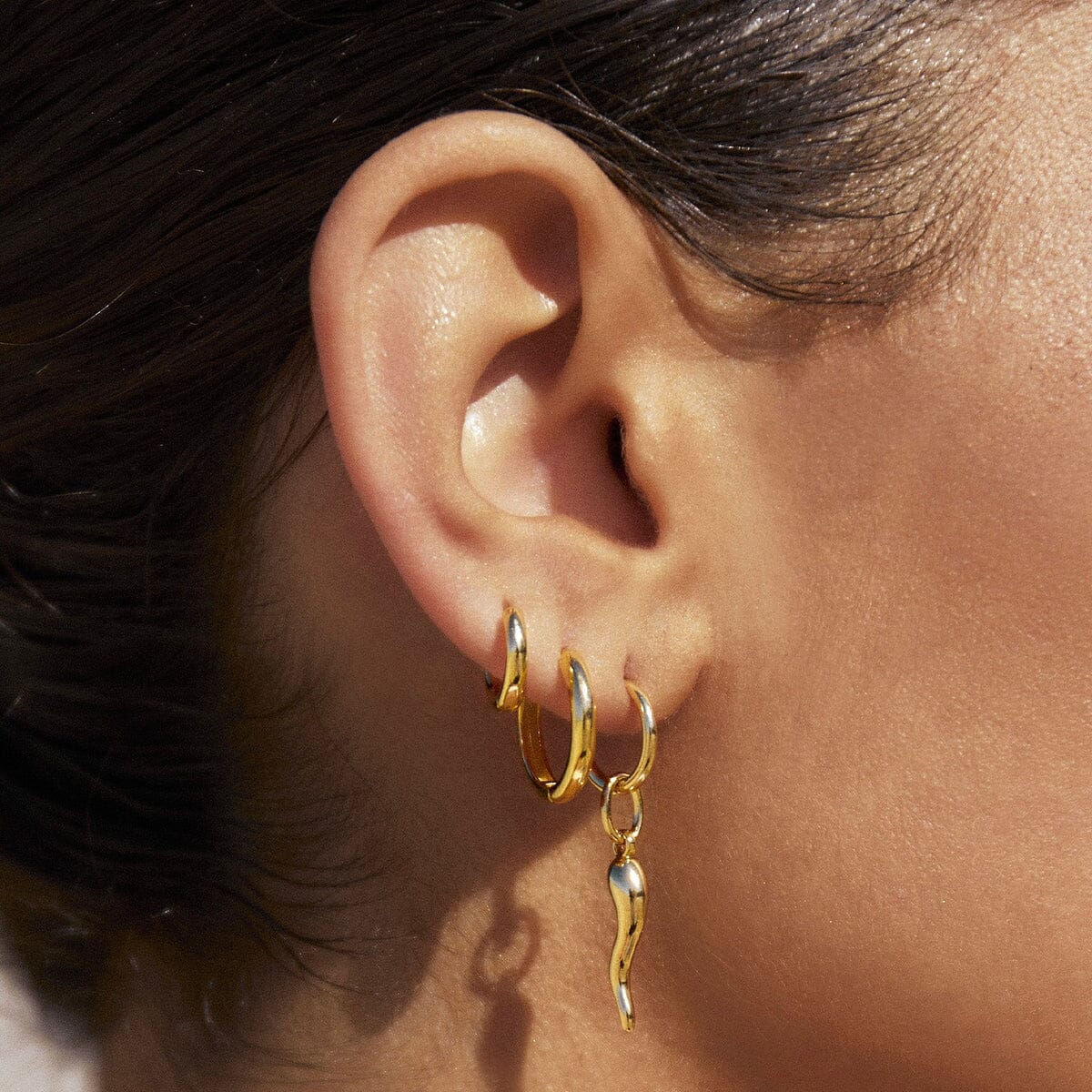 Arms of Eve - Cornicello Gold Charm Earrings - Large