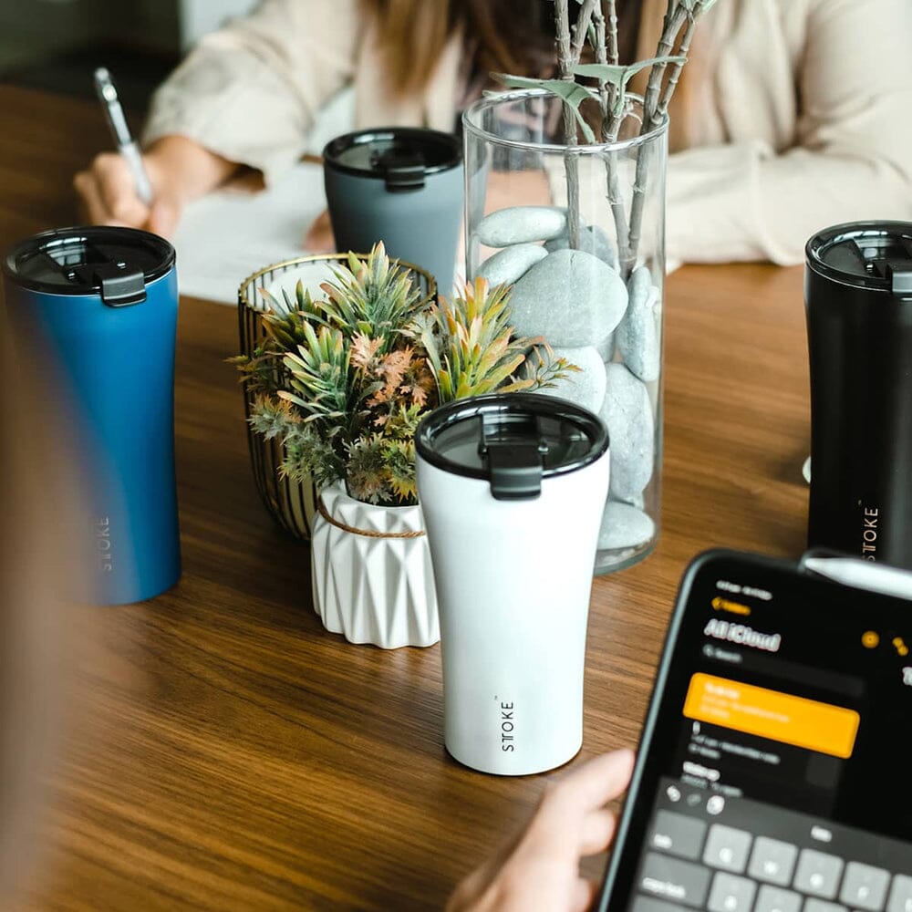 STTOKE Reusable Ceramic Cup in White 12oz - Save 25%