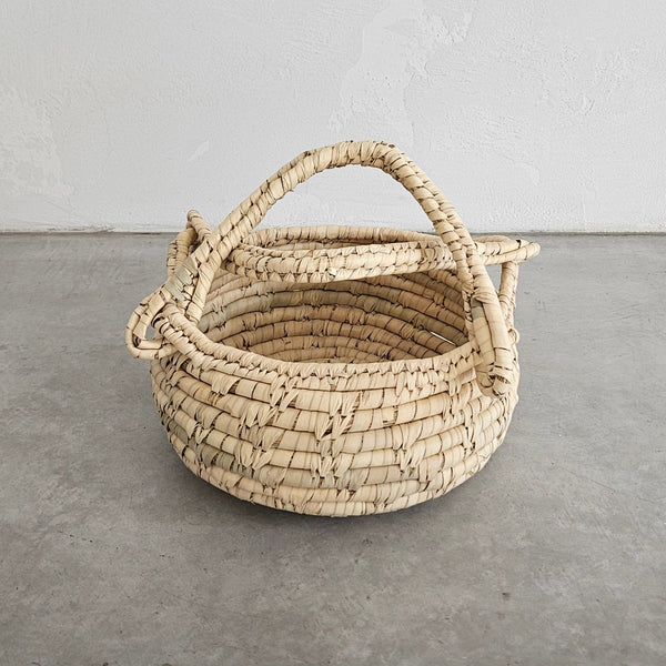 Gaia Date Leaf Handle Basket - Large