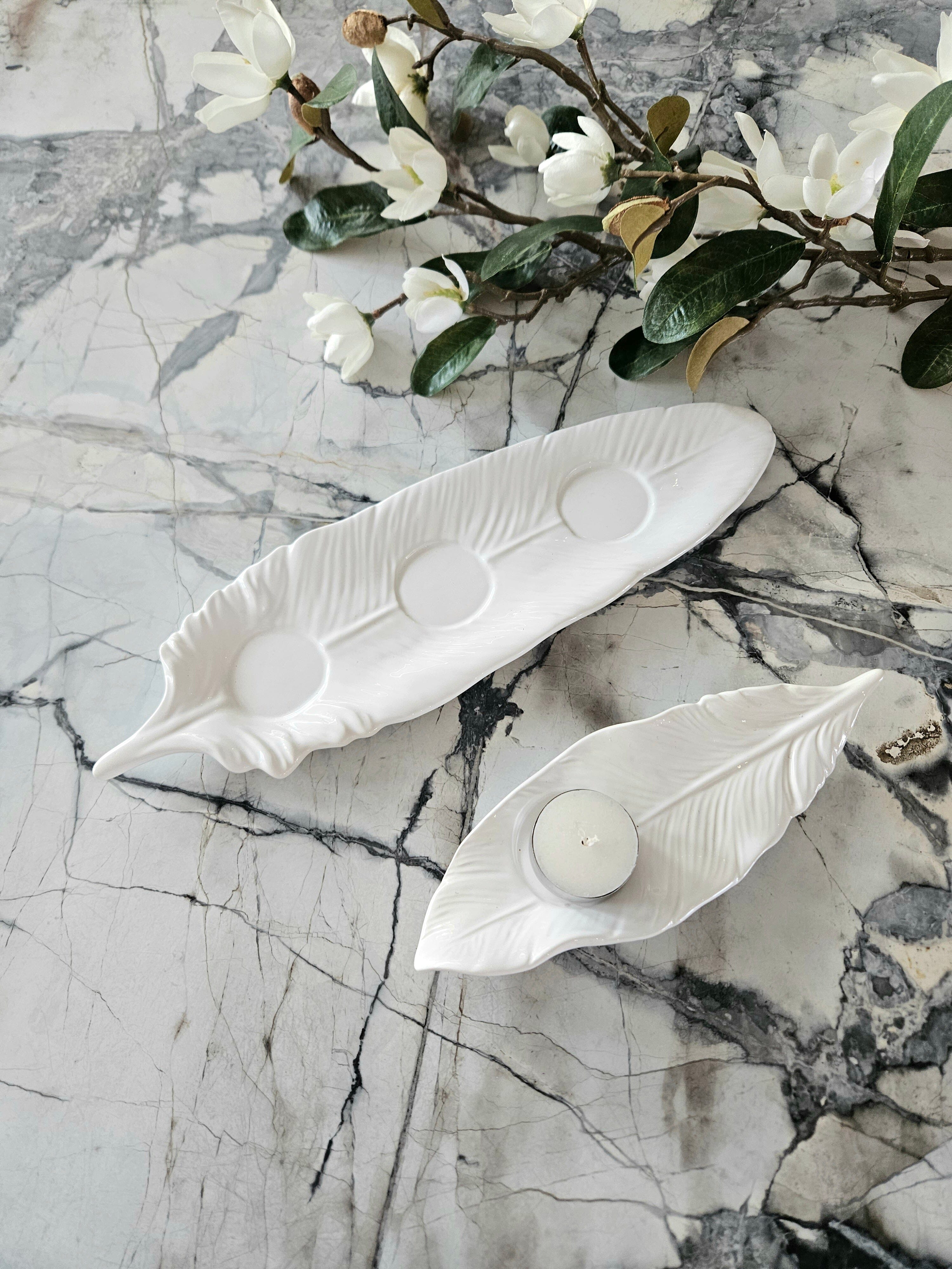 Tara Ceramic Leaf Tealight Holder - Small (Save 41%)