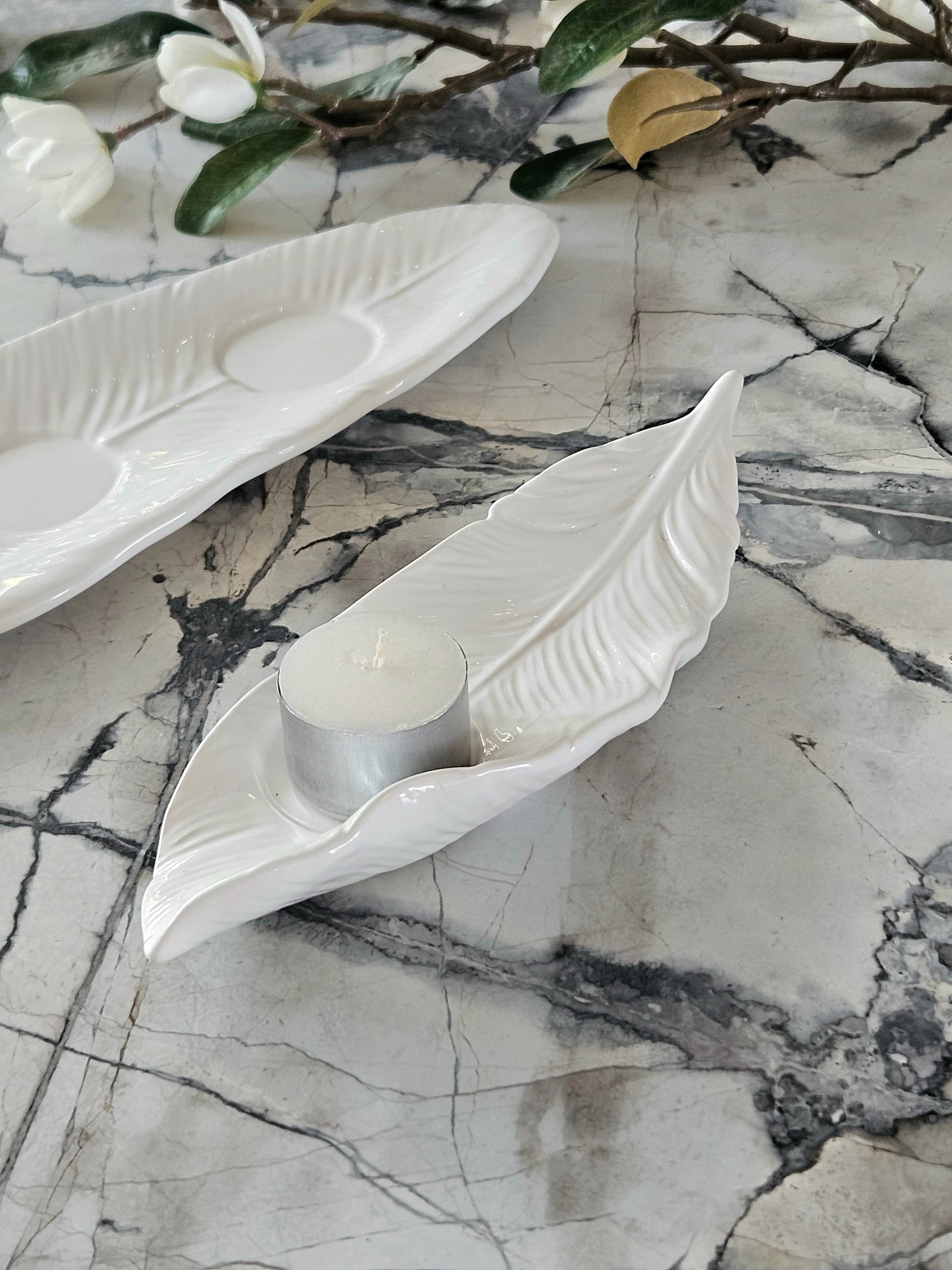 Tara Ceramic Leaf Tealight Holder - Small (Save 41%)