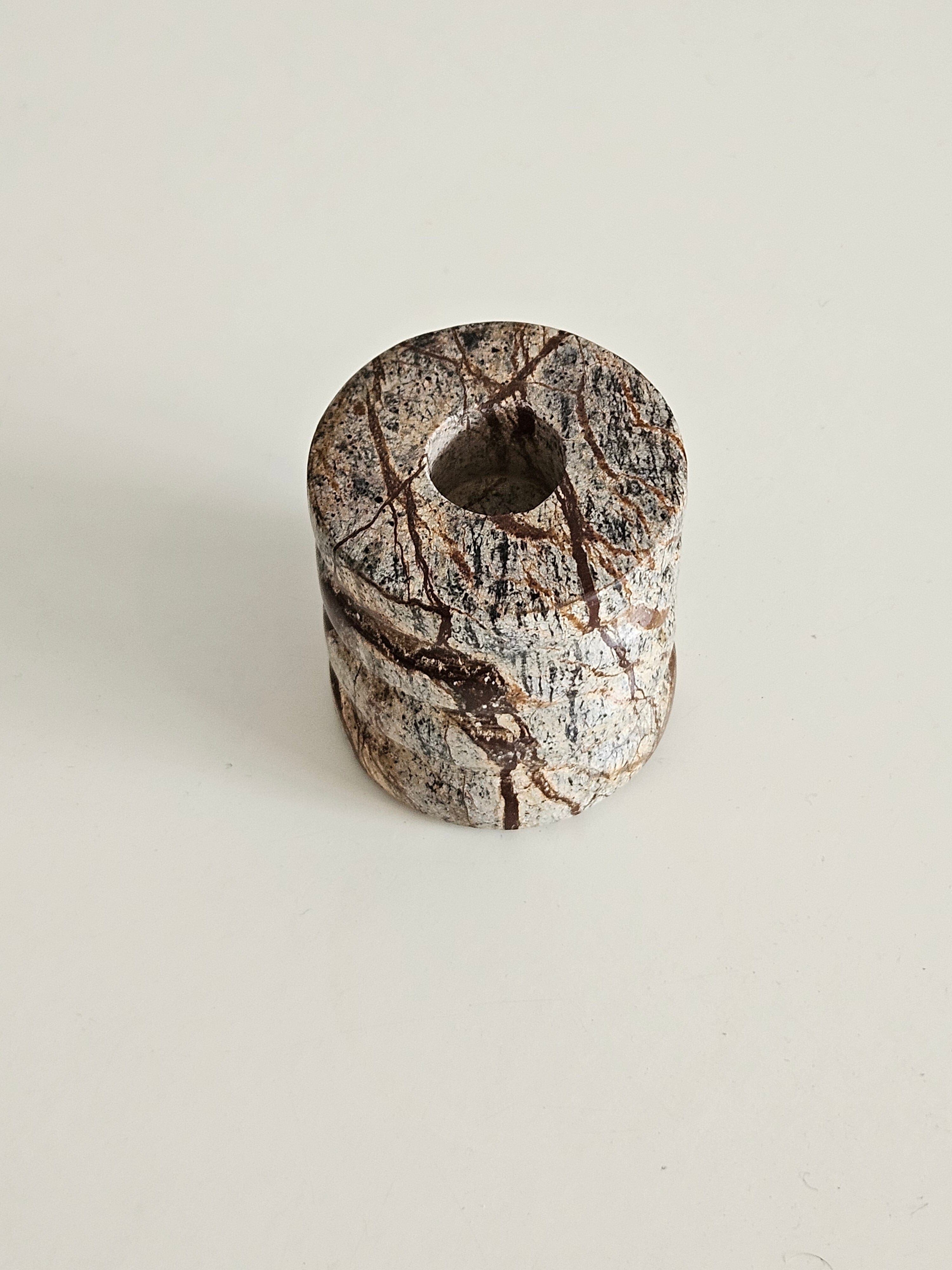 Kenzie Marble Candleholder in Green/Brown