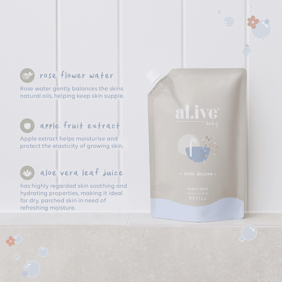 Al.ive Body Bubble Bath Refill 640ml - Apple Blossom
