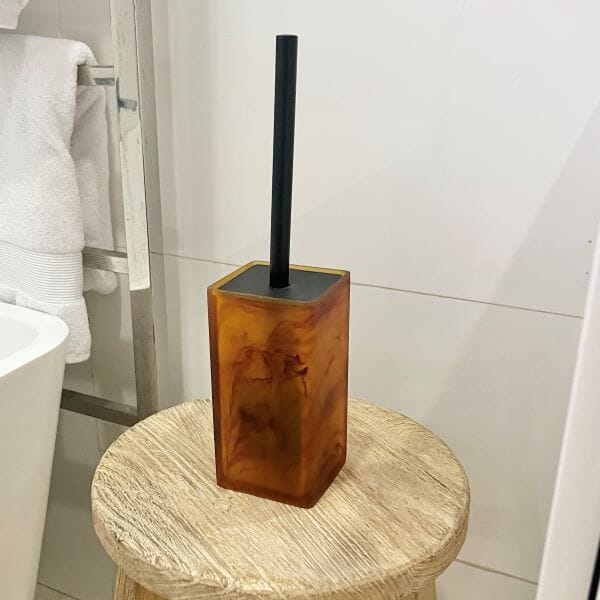 Gaia Resin Toilet Brush/Holder in Marble Amber (Save 25%)