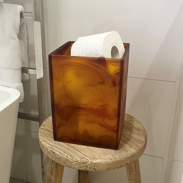 Gaia Resin Waste Bin in Marble Amber