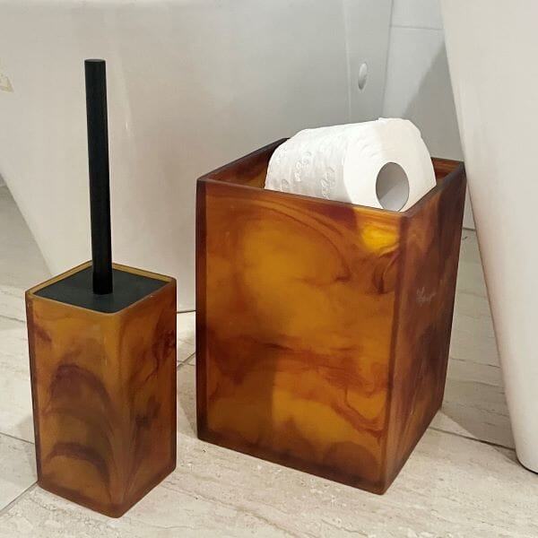 Gaia Resin Waste Bin in Marble Amber