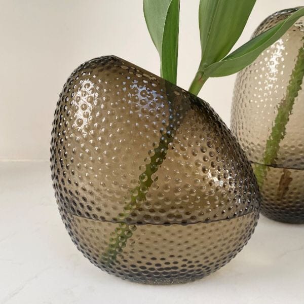 Oblique Spot Glass Vase in Smoke Grey 25cm