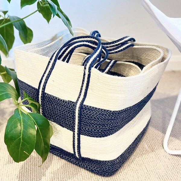 Estella Blue Stripe Basket (Medium) Save 50%