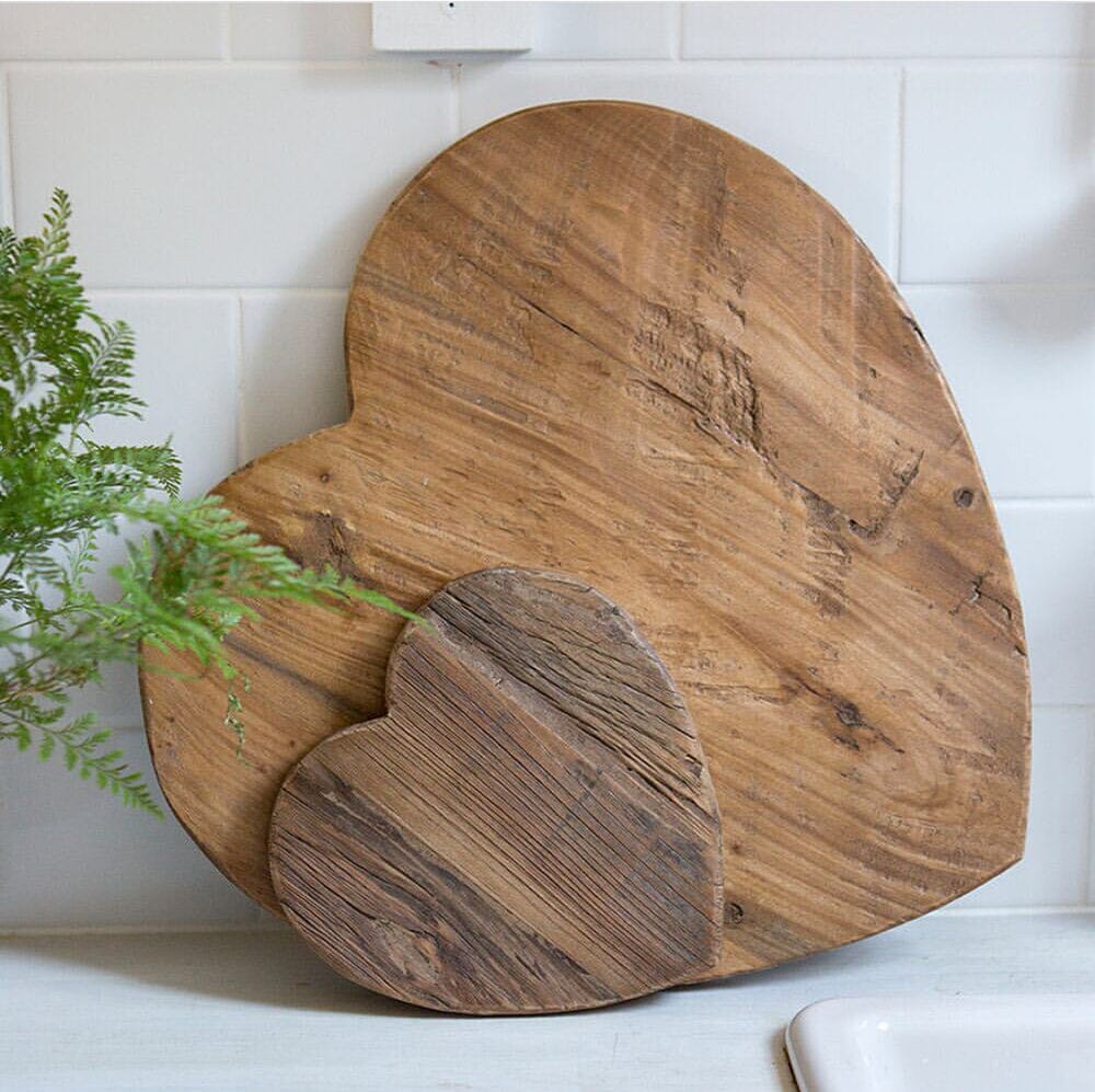 Rustic Heart Elm Wood Serving Board - Large