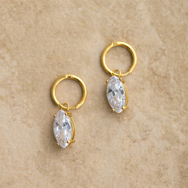 Indigo & Wolfe - Reef Gold Earrings W/ Clear Stone