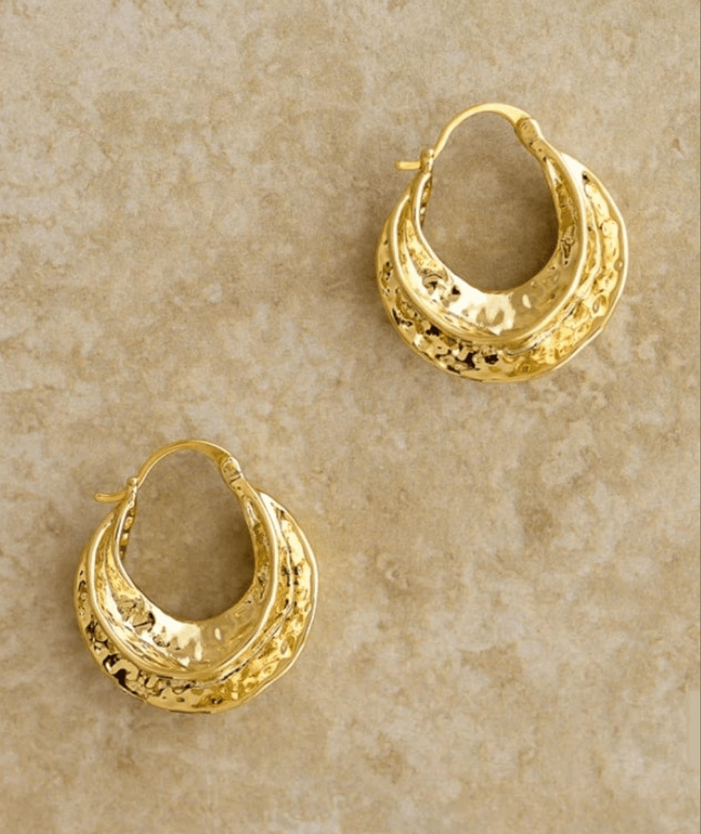 Indigo & Wolfe - Reeve Hammered Gold Hoop Earrings