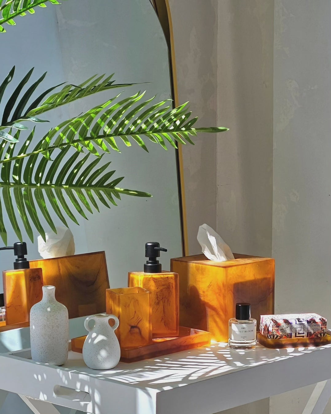 Gaia Resin Soap Dispenser in Marble Amber