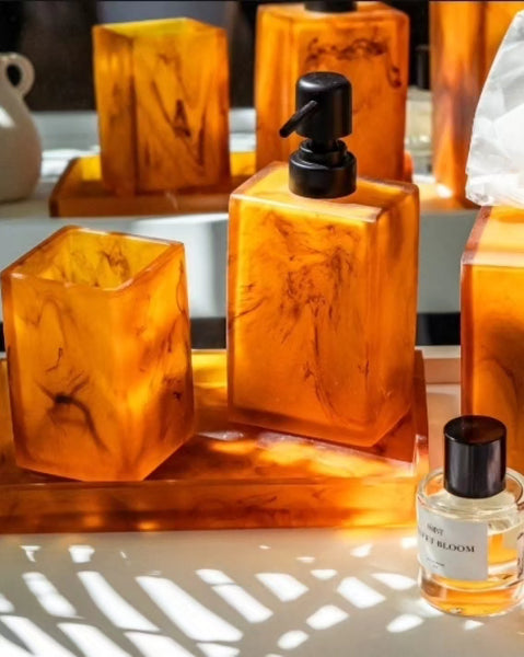 Gaia Resin Soap Dispenser in Marble Amber
