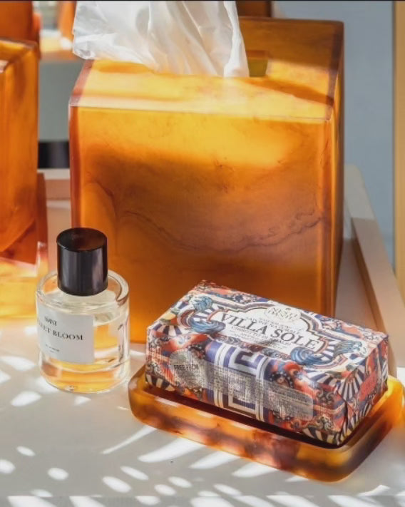 Gaia Resin Soap Dish in Marble Amber