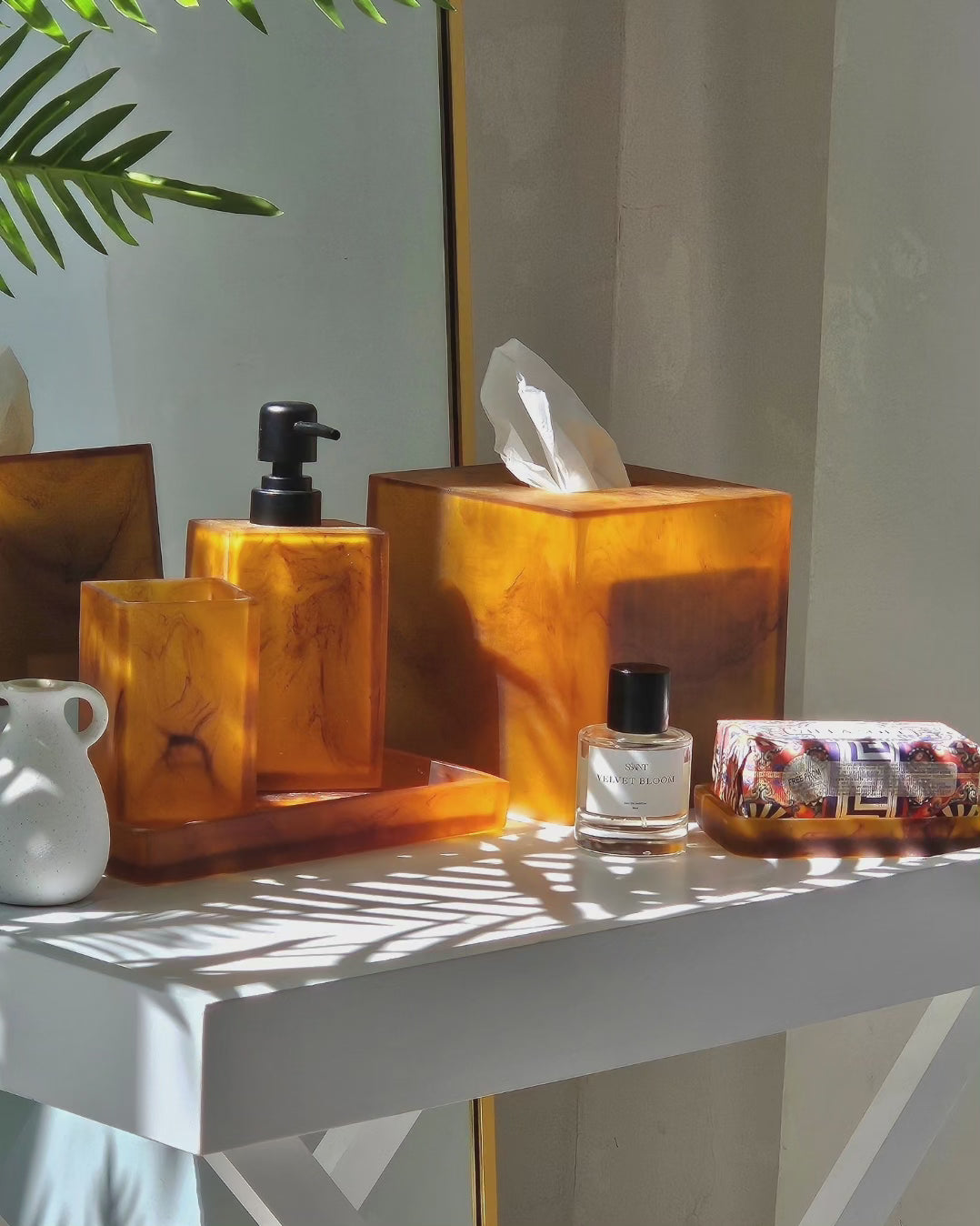 Gaia Resin Bathroom Tray in Marble Amber (Save 24%)