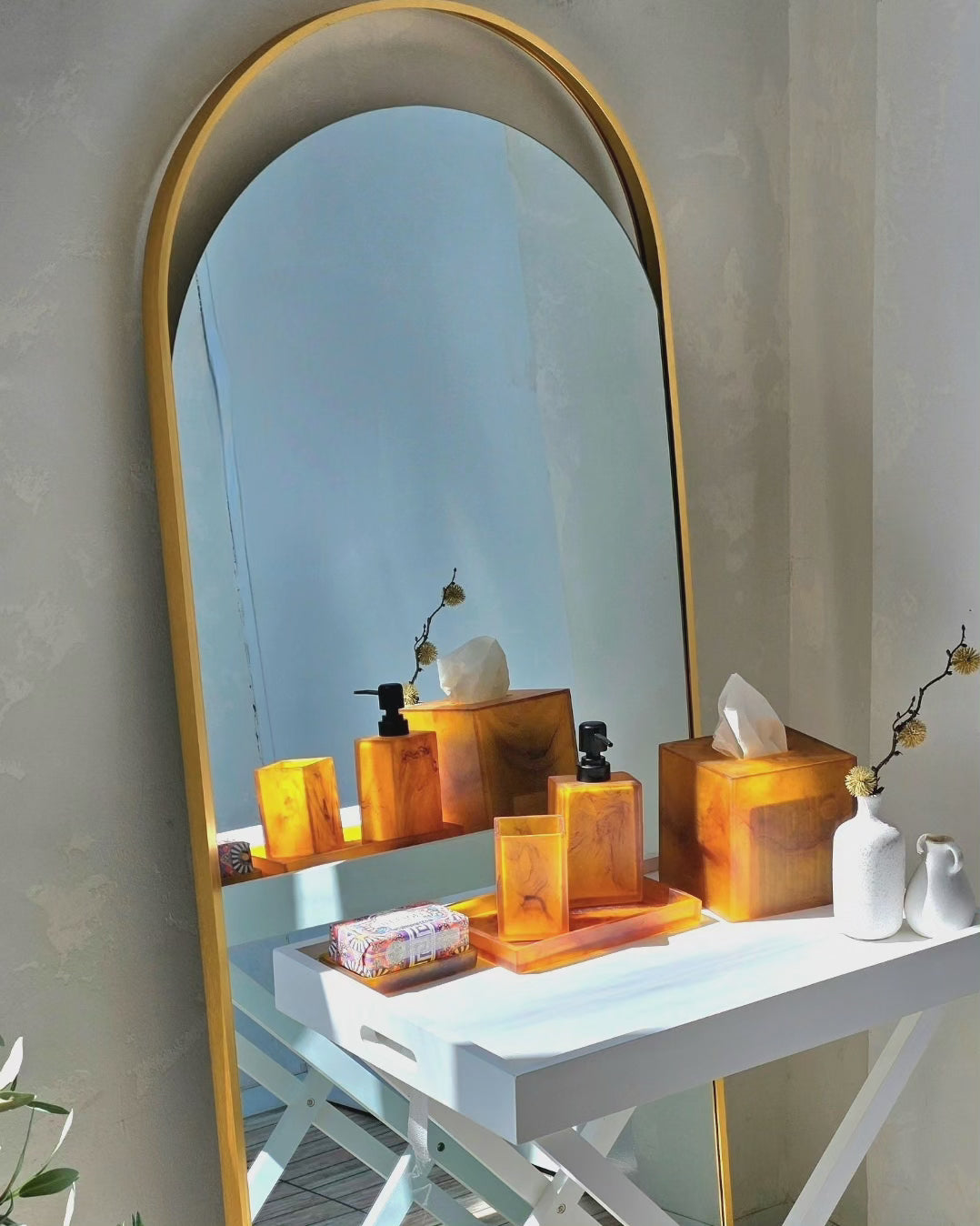 Gaia Resin Bathroom Tray in Marble Amber (Save 24%)