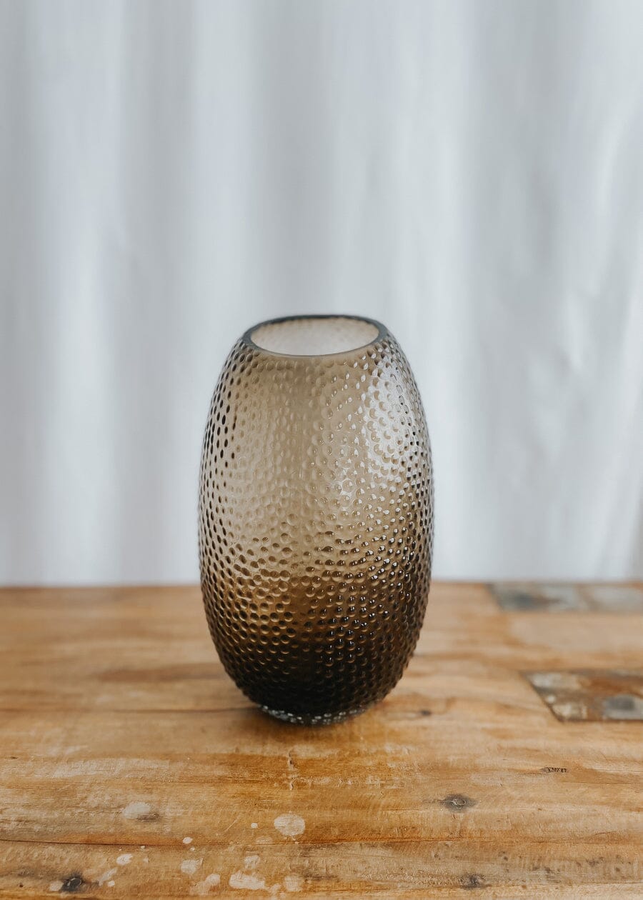 Oblique Spot Glass Vase Smoke Grey 17cm