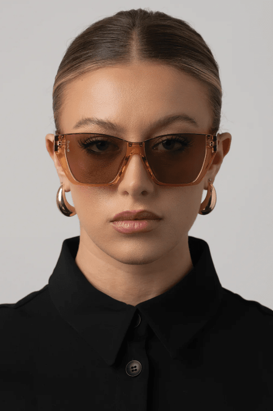 OTRA Eyewear - BELLE Transparent Gold with Brown Lense