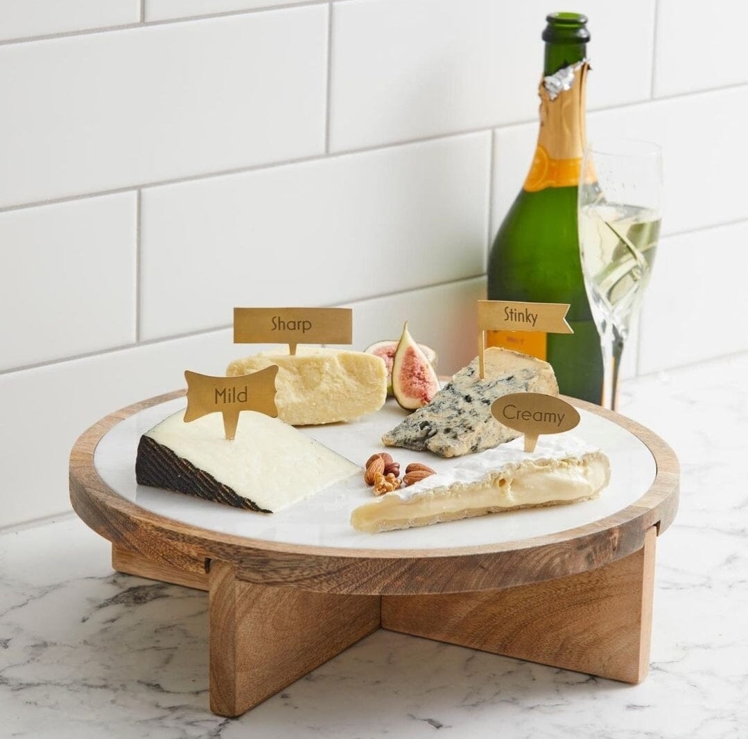 Iris Marble and Wood Footed Serving Board - Small