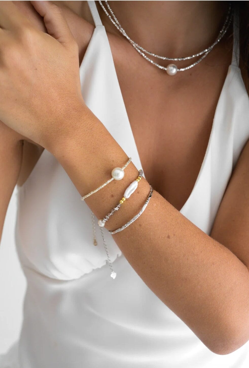 Indigo & Wolfe - Aloha Silver & Pearl Bracelet