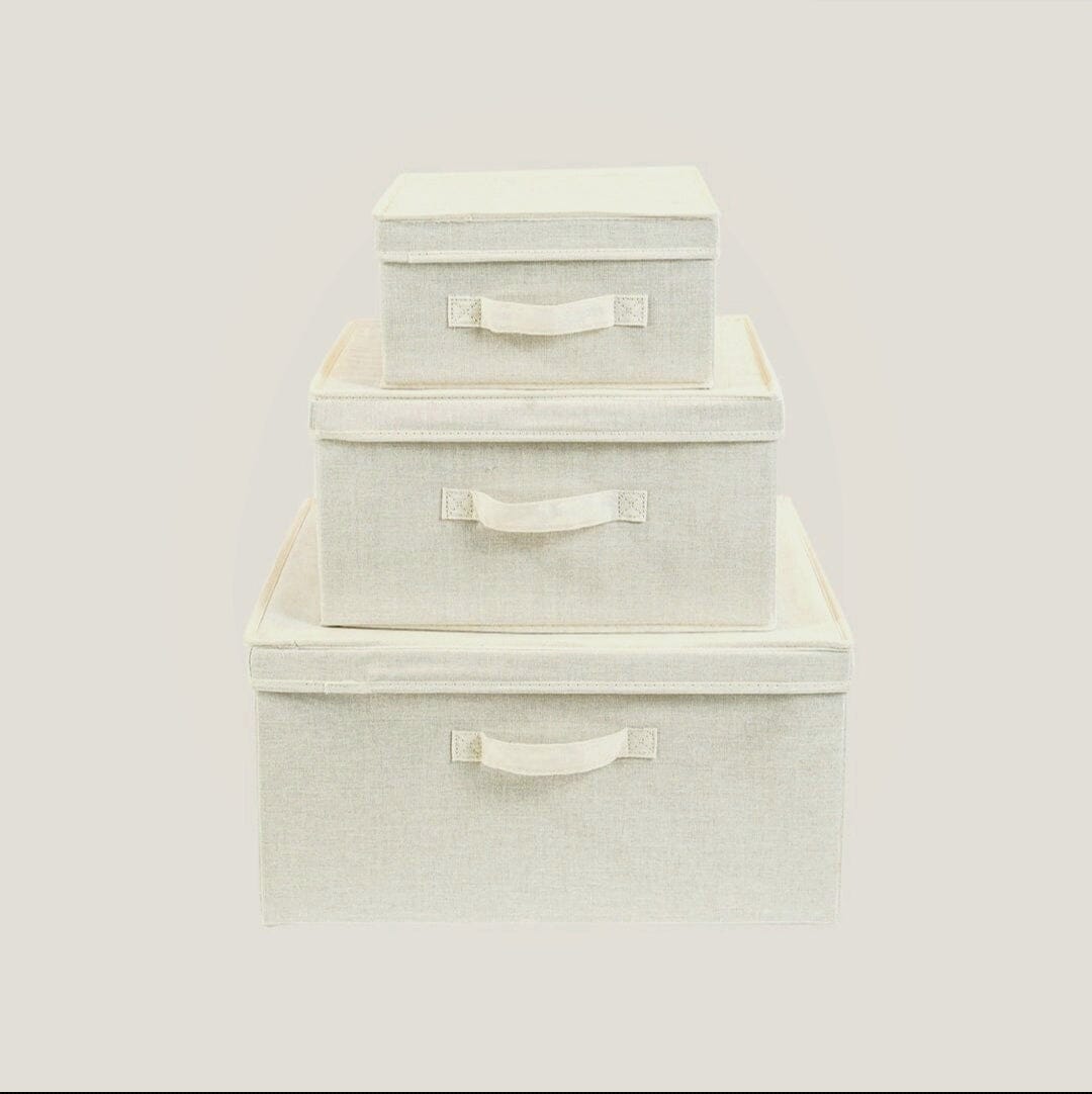 Canvas Stackable Storage Box Set in White - Buy 1 Get 1 Free Sale
