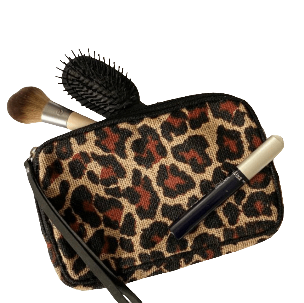 Sierra Jute Makeup Bag in Ocelot
