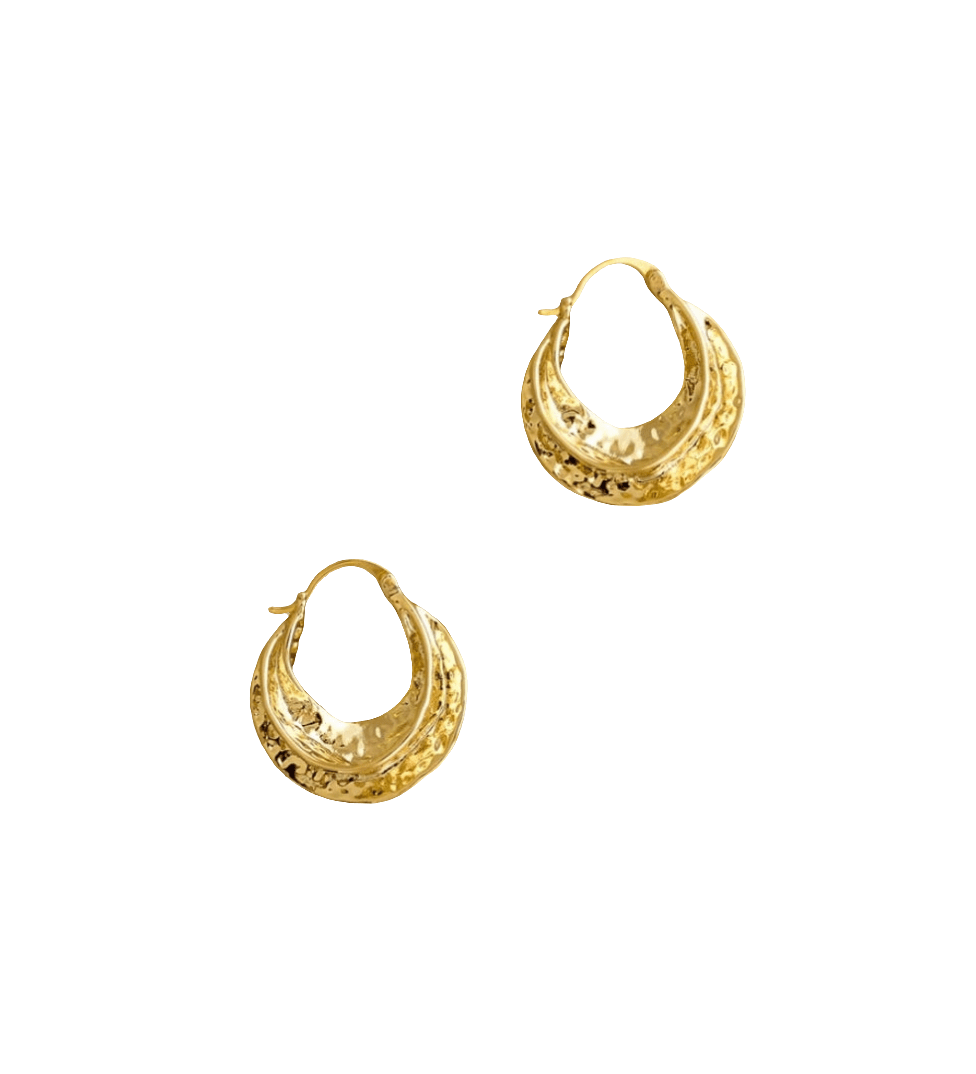 Indigo & Wolfe - Reeve Hammered Gold Hoop Earrings