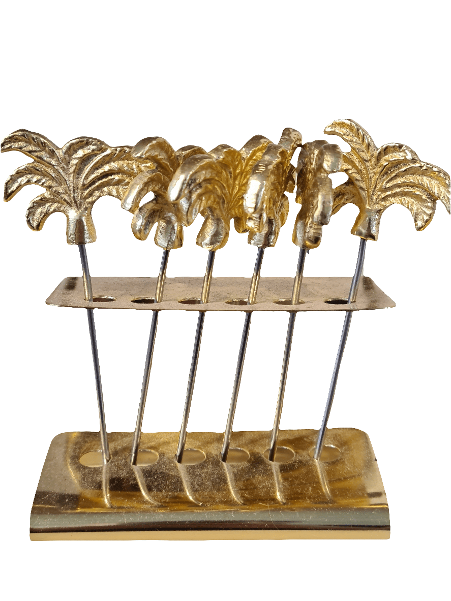 Tropicana 6-Piece Palm Cocktail Picks in Gold
