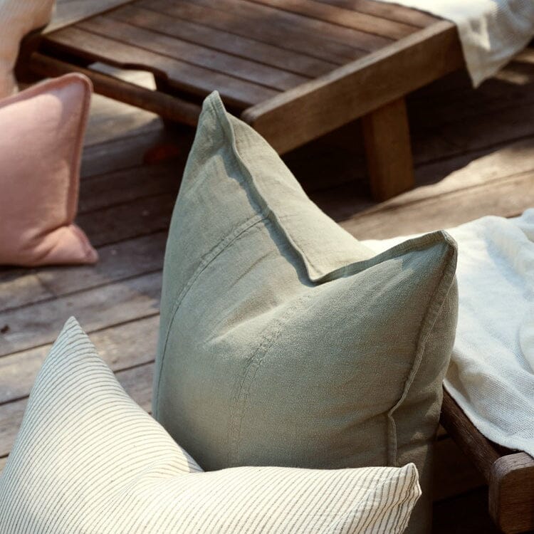 Luca Linen Outdoor Cushion in Pistachio - 50x50cm