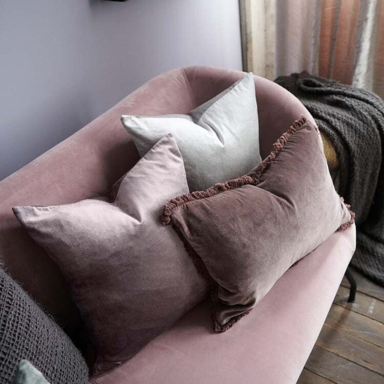 Lynette Boho Velvet Cushion in Chocolate - 50x50cm
