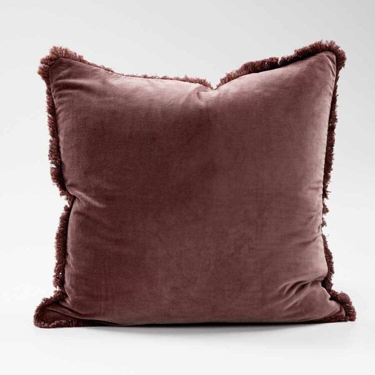 Lynette Boho Velvet Cushion in Chocolate - 50x50cm