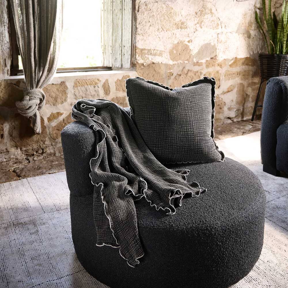 Onda Feather Insert Cushion in Black - 50 x 50cm (Save 23%)