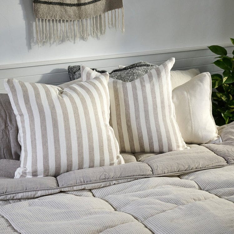 Santi Linen Cushion - Off White/Natural Stripe 50x50cm