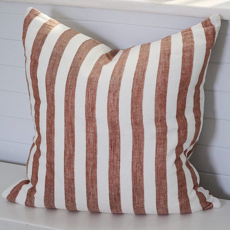 Santi Linen Cushion - Off White/Nutmeg Stripe 50x50cm