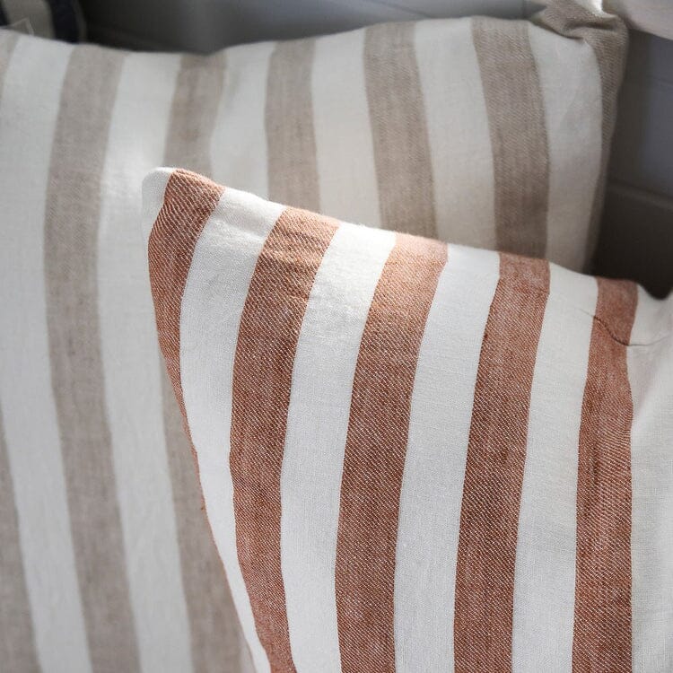 Santi Linen Cushion - Off White/Nutmeg Stripe 50x50cm