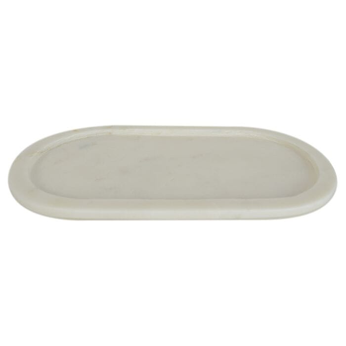 Bridgette Oval Marble Tray in White 35cm