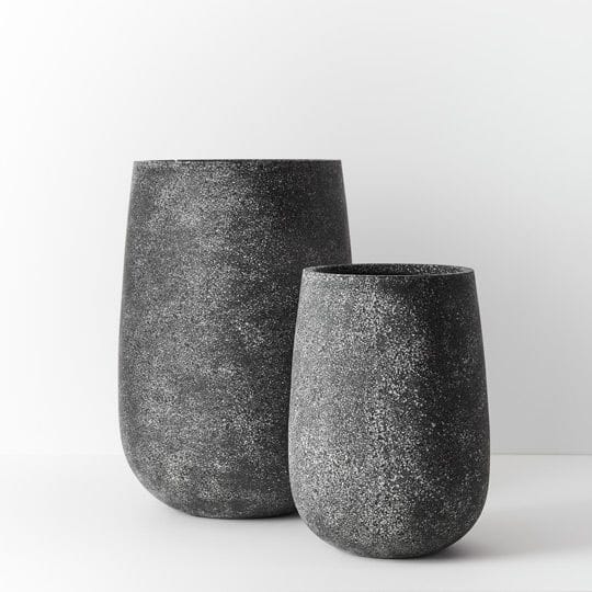 Delphine Tall Pot in Black Terrazzo 37cm