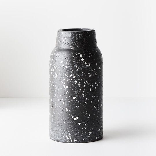 Olivia Black Terrazzo Vase 25cm (Save 40%)
