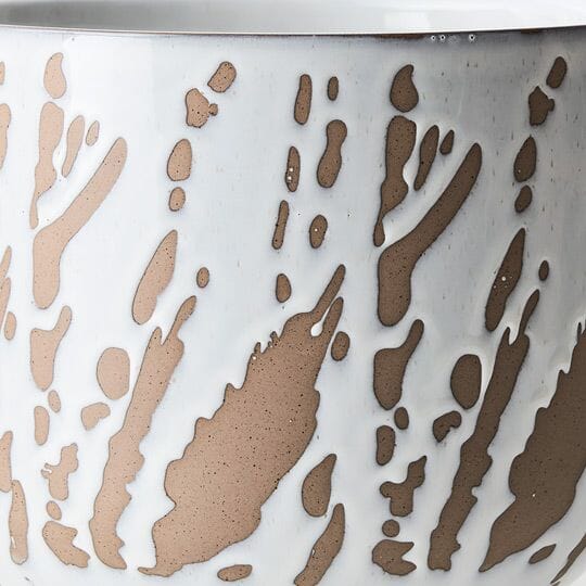 Nina Ceramic Footed Pot in White/Tan - Large