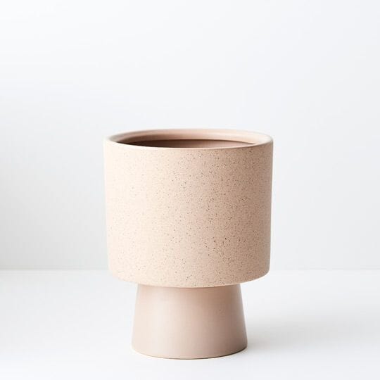 Iris Footed Pot W/ Saucer Textured Sand