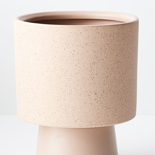 Iris Footed Pot W/ Saucer Textured Sand