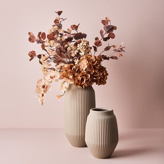 Bodrum Ceramic Ribbed Vase in Sand 28cm