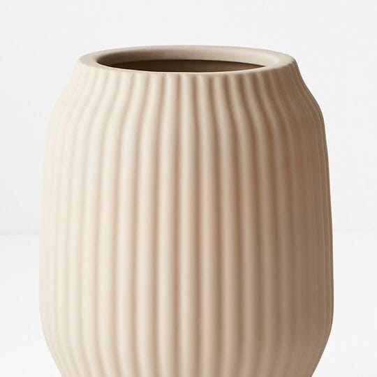 Bodrum Ceramic Ribbed Vase in Sand 23cm