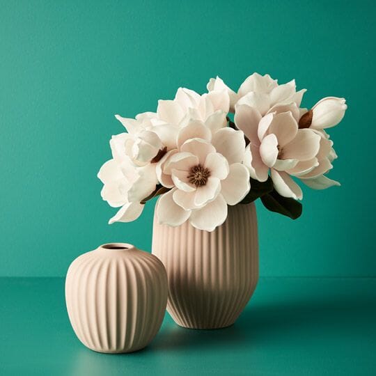 Bodrum Ceramic Ribbed Vase in Sand 23cm