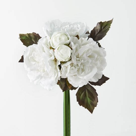 Peony Artificial Bouquet in White 35cm