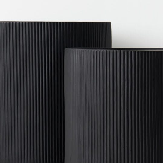 Jamila Ribbed Pot in Matte Black 64cm