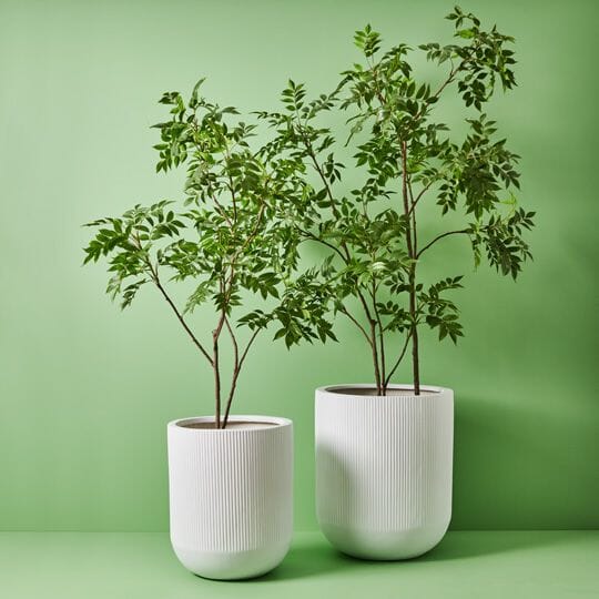 Jamila Ribbed Pot in Matte White 55cm