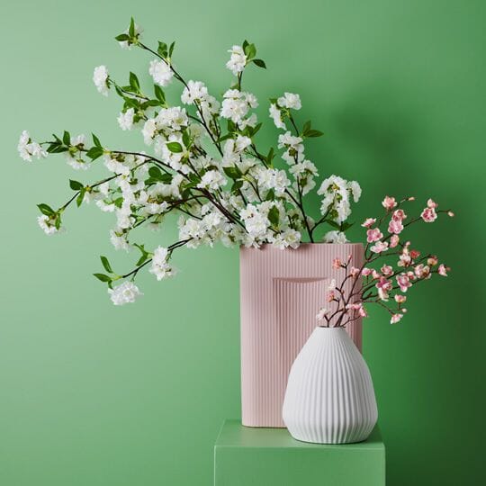 Plum Faux Blossom in White - 105cm