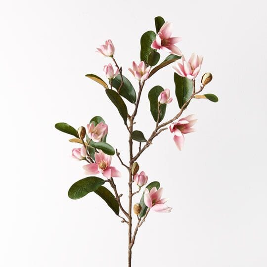 Magnolia Faux Pearl Spray in Pink/White/Green - 83cm