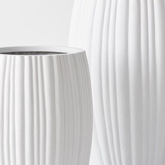 Orion Tall Ribbed Pot in White 70cm